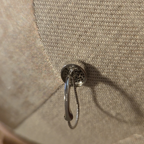 Elegant 14K White Gold Diamond Pave Earrings - Picture 3 of 3